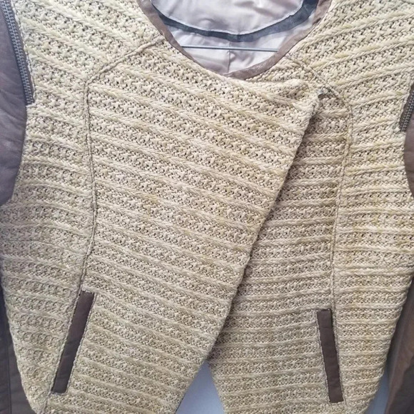 Rudsak Benedetia Straw Leather Cropped Tan Brown Jacket S - Picture 9 of 14